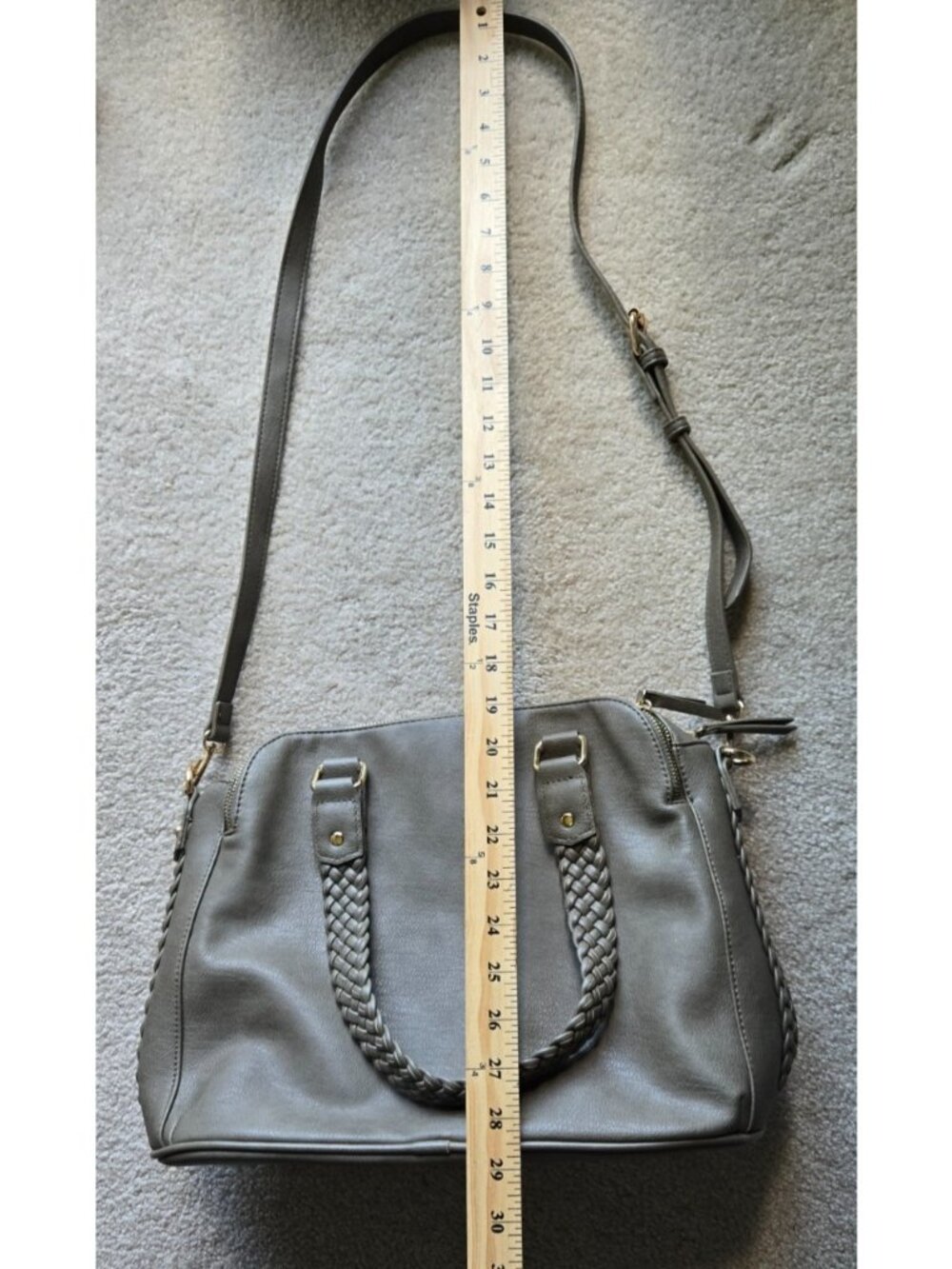 Antik Kraft Olive Green Soft Vegan Leather Crossbody Bag Adjustable 3 Sections - Picture 11 of 13